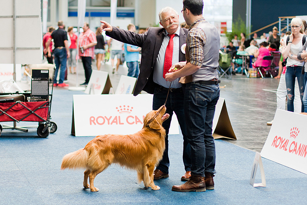 Edison steht lächelnd mit Stephan neben dem Richter, der anzeigt, wie gelaufen werden soll
