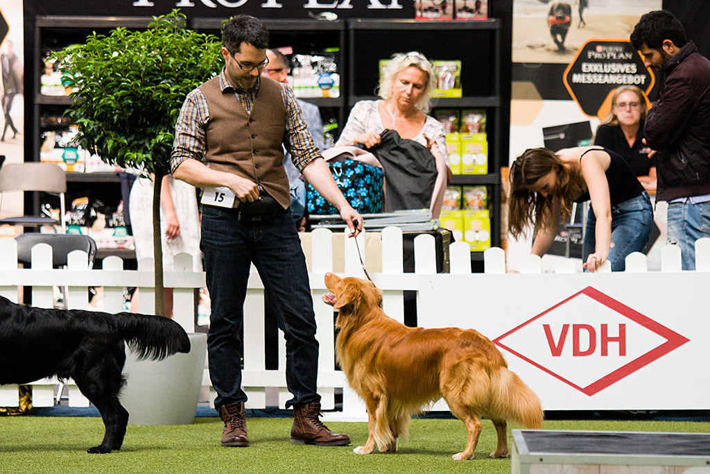 Edison steht vor Stephan im Ehrenring und grinst zu ihm hoch