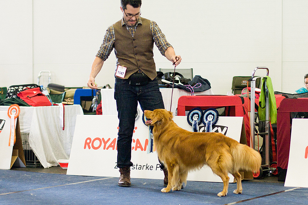 Edison steht in pefekter Pose vor Stephan