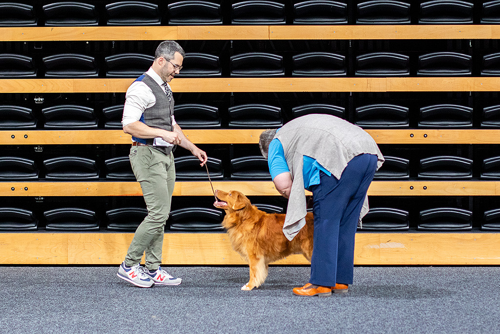 Edison wird von der Richterin abgetastet und lächelt dabei hoch zu Stephan