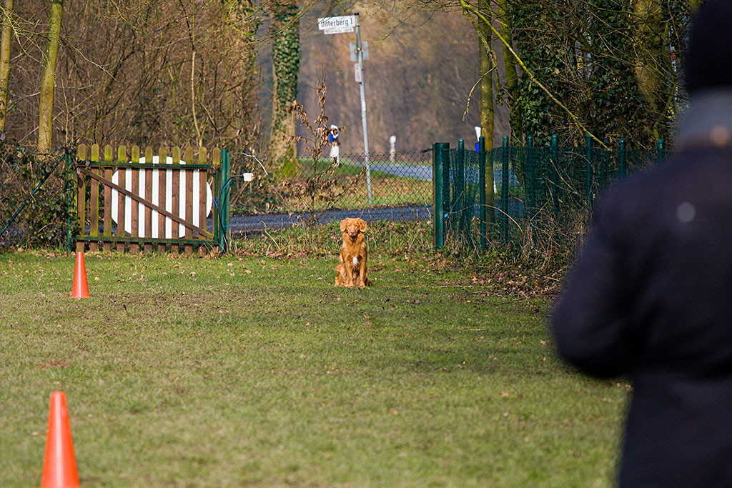 Edison bleibt endlich sitzen, Stephan wartet in 30m Entfernung