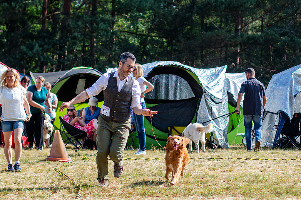Newton läuft freudig an Stephans Seite durch den Ring
