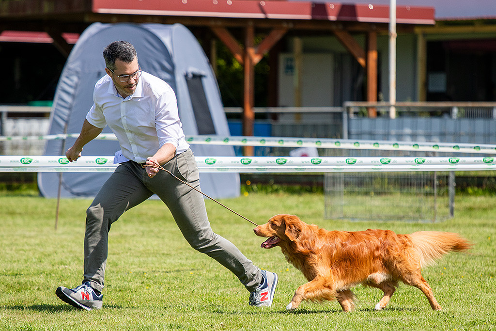 Newton wird von Stephan animiert schneller durch den Ring zu laufen
