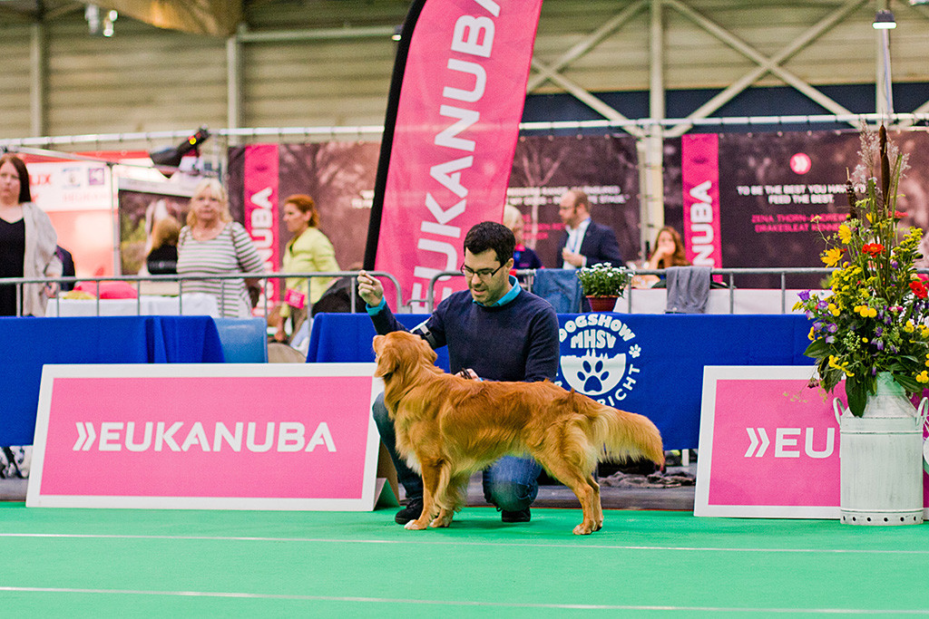 Edison posiert während Stephan hinter ihm kniet