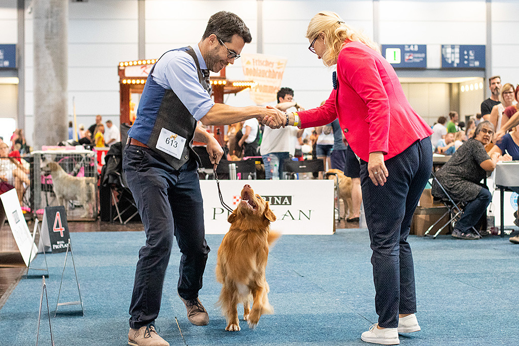 Edison lächelt hoch zu Stephan, der von der Richterin beglückwünscht wird, alle lachen dabei