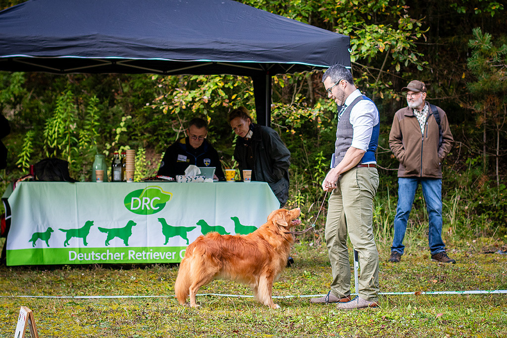 Edison steht lächelnd vor dem Richtertisch und schaut hoch zu Stephan