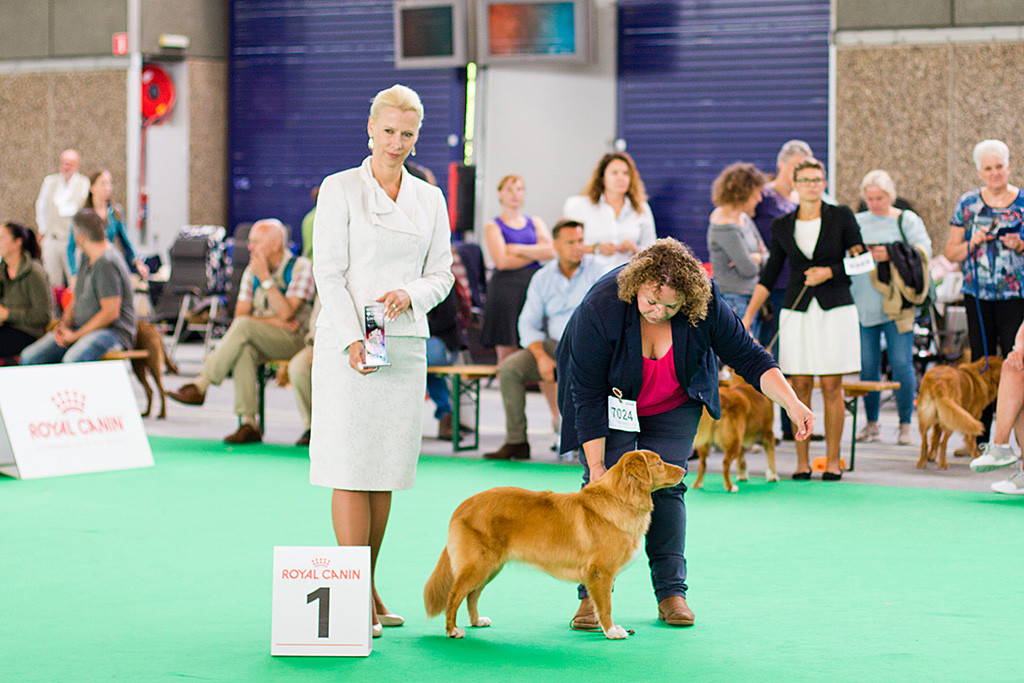 Edisons Tochter Keet posiert mit Kelly und der Richterin fürs Siegerfoto